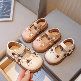 新款 儿童洋气公主鞋 子小童女宝宝软底学步单鞋 2023秋季 女童小皮鞋