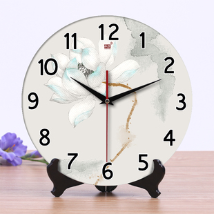 电子销 厂承沁陶瓷钟表创意时钟摆件客厅卧室静音挂钟座钟两用中式
