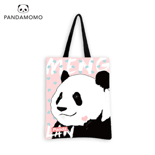 Pandamomo 轻便休闲单肩 卡通可爱帆布包 萌兰 大熊猫提袋