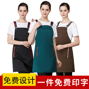 工作服围腰罩衣订做 围裙定制logo印字厨房家用工作围兜背带式 新款