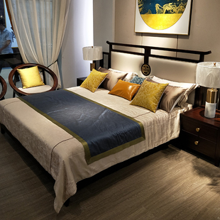 婚床家具 实木床1.8米双人床现代简约别墅酒店卧室轻奢中式 新中式