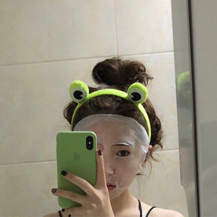 韩国可爱绿色青蛙发箍发卡洗脸发带发饰小跳蛙头箍直播活动头饰品