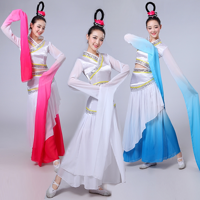 2016新款 女采薇水袖 舞台表演出服 比赛仙女 玉人舞古典舞蹈服装