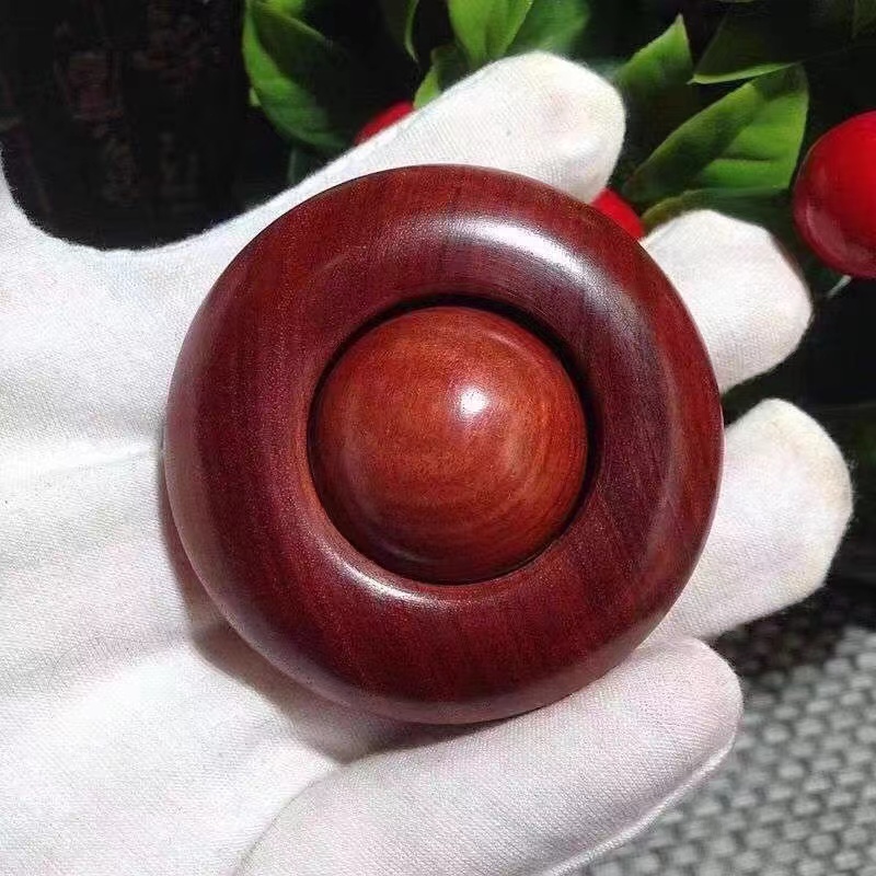 红木转运珠工艺品把玩手球 正宗印度小叶紫檀时来运转手把件一体式