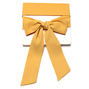 超细长条黄色雪纺衬衣飘带裙子腰带打蝴蝶结领带丝巾围巾可定制