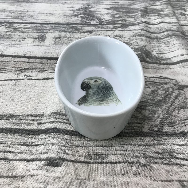 灰鹦鹉鸟食盆陶瓷食罐虎皮鹦鹉碗玄凤鸟食水粮宠物碗鸟用品喂养器