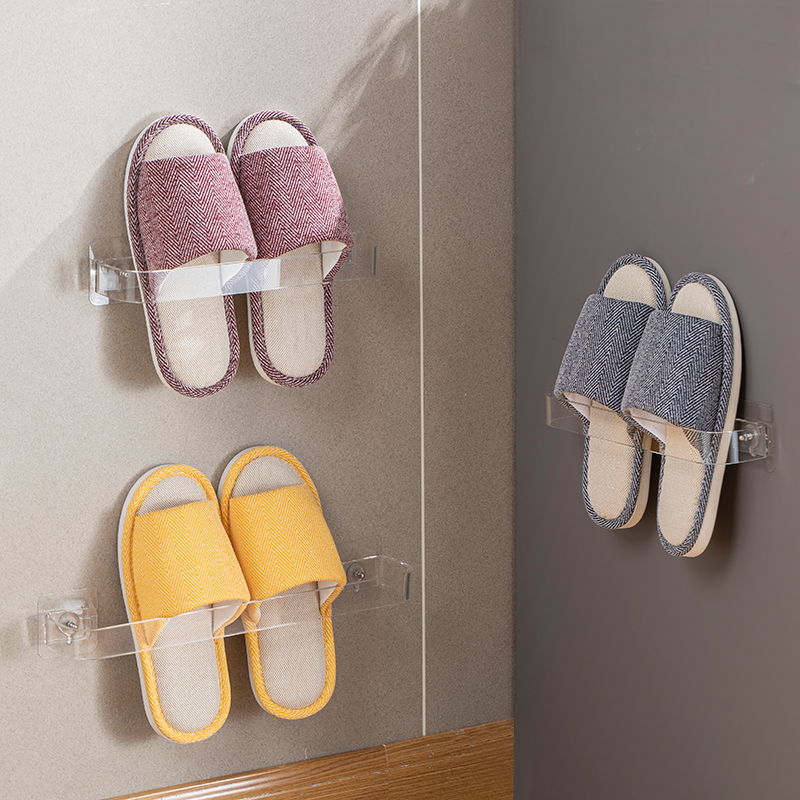 日本亚克力浴室拖鞋 子收纳卫生间免打孔鞋 墙壁厕所鞋 架 架壁挂挂式