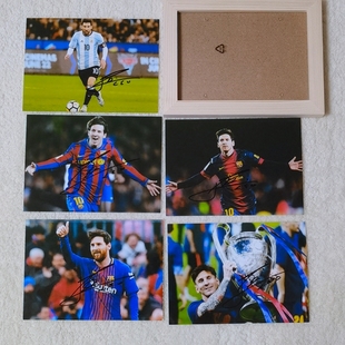 Messi 2021足球运动员 相框 亲笔签名 里奥 7寸签名照片 梅西