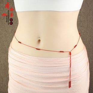 本命年女红绳腰带性感 原创手工编织天然优质红玛瑙红腰链腰绳细款