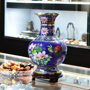 饰品出国礼品 北京特色纪念品景泰蓝花瓶铜胎12寸花口创意家居装
