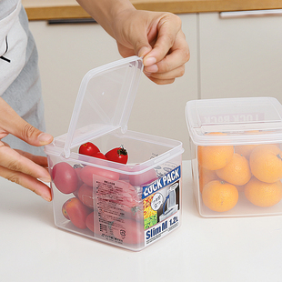 冷藏食物厨房半开储物盒桌面家用 日本冰箱收纳盒塑料保鲜盒翻盖式