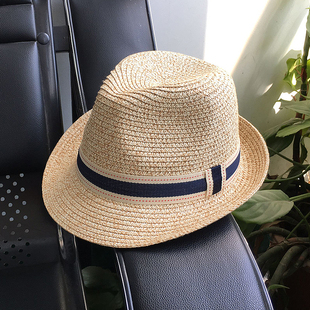 出口品质男女士夏天小礼帽太阳帽遮阳防晒沙滩度假英伦爵士草帽女