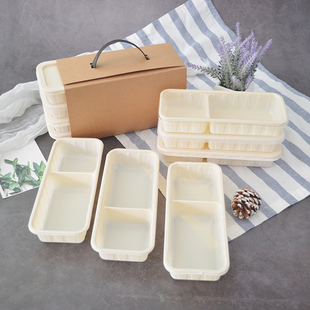 长方形玉米淀粉外卖一次性饭盒可微波加热环保餐盒 一次性 打包盒
