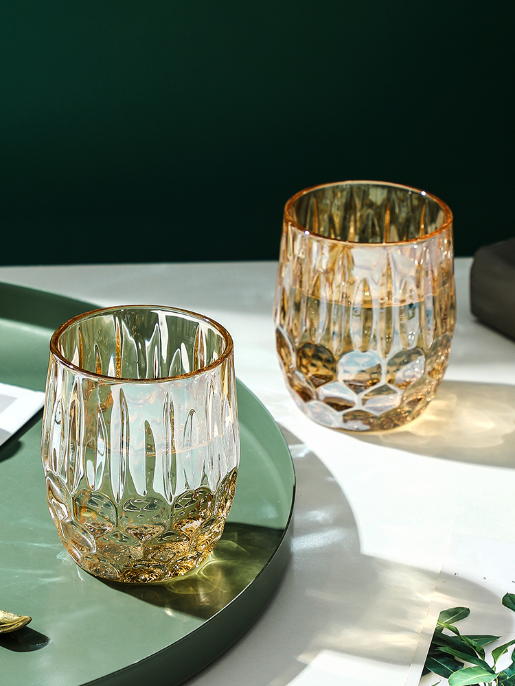 家用客厅茶杯托盘套装 轻奢风耐高温透明玻璃杯喝水杯家用水杯套装