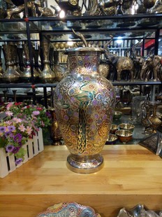 巴基斯坦铜器手工艺品18英寸铜雕聚宝聚财富贵坛瓶乔迁礼品BT666