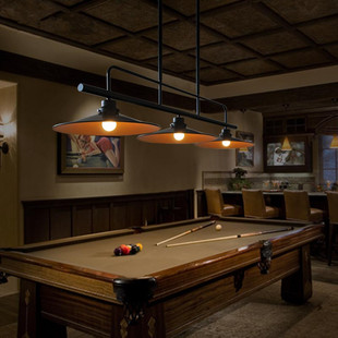 乡村台球桌客厅loft复古灯具创意吧台餐厅灯铁艺三头锅盖吊灯 中式