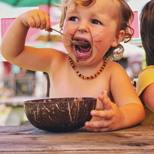 儿童成人椰壳碗无漆隔热纯手工 海南天然椰子壳碗打磨宝宝木碗