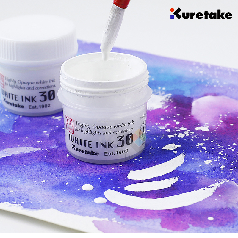 日本吴竹kuretake进口水彩漫画白墨水防水高光墨水水彩绘画高光墨水耐水性高手绘用品工具白色修正液