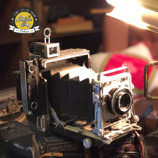 4.5 古董相机 110 1930 高档美国格拉菲高速皮腔新闻相机