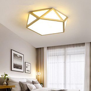 卧室灯现代简约创意几何镂空家用温馨客厅书房灯具金色LED吸顶灯