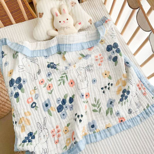 婴儿纱布纯棉毛巾被子推车盖毯午睡夏凉被 夏季 宝宝外出小毯子薄款