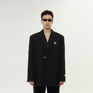 外套男潮 设计师黑色廓形高级感小众宽松质感休闲西装 METARICOTTA