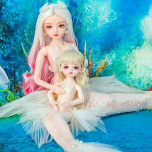bjd娃娃3分美丽人鱼公主妈妈多丽丝凯蒂女孩玩具洋娃娃生日礼物套