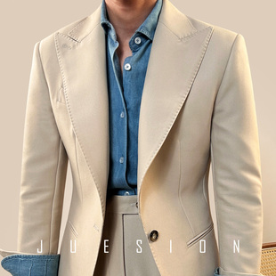 JUESION 纯色高级感婚礼宴会西装 男商务修身 单排扣戗驳领西服套装