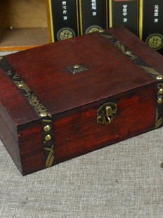 盒 精致仿古木盒复古带锁盒子桌面杂物收纳盒拍摄道具创意礼物包装