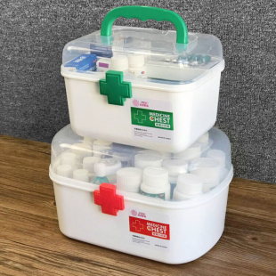 小药箱儿童药品药物收纳盒家用医药箱塑料便携医疗急救箱 家庭装