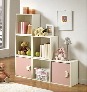简易小柜子自由组合书柜书架简约现代儿童储物柜格子收纳柜带门