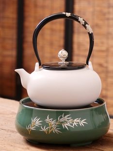 白柿壶 电陶茶炉窑变陶瓷炉茶空间家用银壶铁壶烧水煮茶小型