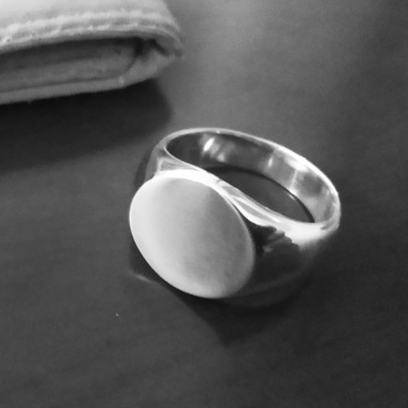 复古钛钢戒指男个性 指环戒指个性 光面印章指简约尾戒 刻字定制男款