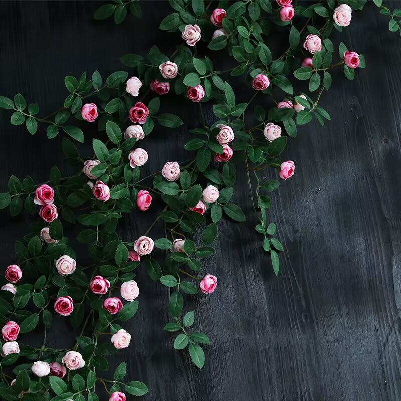 饰遮挡塑料藤蔓植物摆设 仿真玫瑰花藤假花藤条客厅空调管道缠绕装