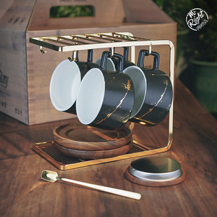 欧式 轻奢咖啡杯碟套装 陶瓷咖啡杯带盖精致高级送礼带礼盒 意式