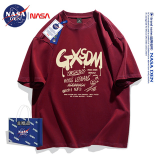 重磅情侣圆领体恤上衣服 纯棉短袖 T恤男女款 美式 新款 NASA联名夏季