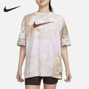 030 夏季 女子扎染印花圆领落肩T恤短袖 FJ7731 耐克正品 Nike