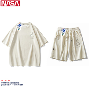 两件套情侣 2024新款 纯棉短袖 短裤 男女夏季 NASA联名休闲运动服套装