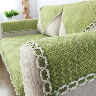 垫子 棉线沙发垫布艺绿色沙发巾靠背巾四季 简约现代田园小清新冬季