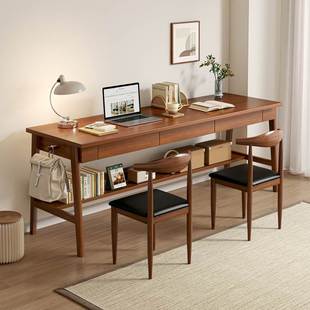 家用学习桌带抽屉长条桌办公桌子工作台 双人纯实木书桌电脑桌台式