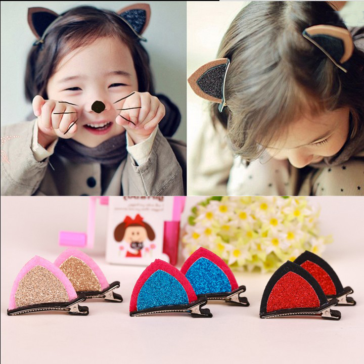 韩国可爱儿童发饰品立体猫耳朵发夹女宝宝专用发卡边夹鸭嘴刘海夹