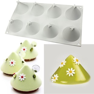 8连圆锥形巧克力硅胶模具果冻香薰蜡烛模具 甜品慕斯蛋糕模具 法式