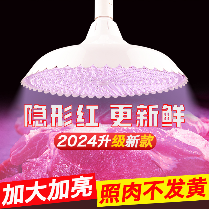 新国标LED生鲜灯猪肉灯隐形红超亮冷鲜肉海鲜水果专用灯 2024新款
