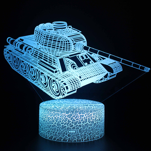 坦克LED小夜灯七彩触摸生日礼物小台灯儿童房床头灯饰桌面摆件