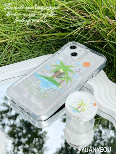 原野趣原创椰子岛高透明壳质感ins适用iphone14plus全手机壳