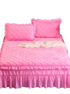 床罩法兰绒珊瑚绒防滑保护床套床单加绒冬季 夹棉加厚法莱绒床裙式
