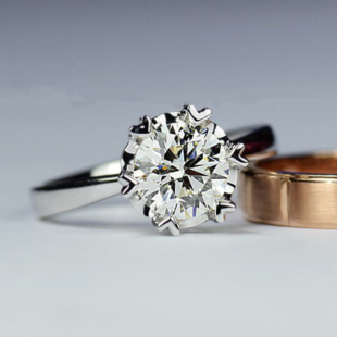 1克拉50分铂金钻石婚戒心形六爪钻石戒指女 福大生钻戒女正品