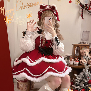星之祈愿Lolita原创设计线球猫秋冬圣诞jsk少女可爱节日洛丽塔