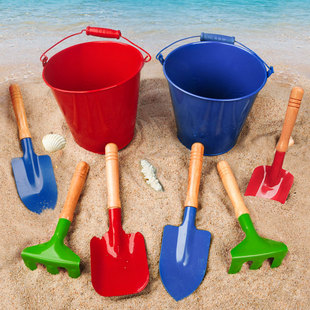 儿童沙滩挖土挖沙铲雪工具玩具玩沙工具海边铁桶铁铲宝宝园艺工具