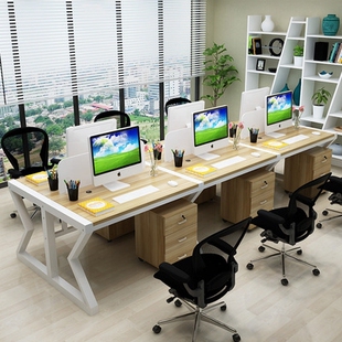 职工办公桌椅组合4人位简约现代办公室工位工作桌6人隔断家具组合